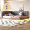 Polster Schlafsofa mit LED-Beleuchtung & USB-Ladefunktion, wandelbar,stabiler Lattenrost,bis 250kg belastbar,Grau Bild 4