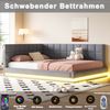 Polster Schlafsofa mit LED-Beleuchtung & USB-Ladefunktion, wandelbar,stabiler Lattenrost,bis 250kg belastbar,Grau Bild 5