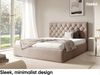 MEBLINI Polsterbett 180x200 mit Lattenrost ohne Matratze – BALEARO – Hellbraun Samt – Doppelbett mit Bettkasten - Stauraumbett - Kopfteil Bett mit Stauraum Bild 3