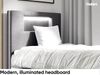 MEBLINI Kinderbett mit Bettkasten GARETH 1 80x200 Links – H3/Dunkelgrau Samt Gepolstert Einzelbett mit Matratze - Polsterbett mit Stauraum - Bett mit Kopfteil – Stauraumbett Bild 3
