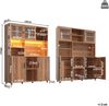 Hochschrank H 185 x T 40 x B 140 cm, Walnussbraun, MDF mit LED und gehärteten Glasschiebetüren Bild 5