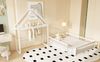 Bett 140x200 cm als Hausbett mit Stauraum und Tür – Massivholz Kinderbett in Weiß, ohne Matratze Bild 4
