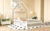 Bett 140x200 cm als Hausbett mit Stauraum und Tür – Massivholz Kinderbett in Weiß, ohne Matratze Bild 3