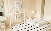 Bett 140x200 cm als Hausbett mit Stauraum und Tür – Massivholz Kinderbett in Weiß, ohne Matratze Bild 4
