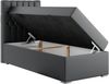 Boxspringbett PERA, Polsterbett mit Kopfstütze, gepolsterte Kopfstütze, Einzelbett, 90x200 - Dunkelgrau Kunstleder - links - H3 Bild 3