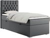 Boxspringbett PERA, Polsterbett mit Kopfstütze, gepolsterte Kopfstütze, Einzelbett, 90x200 - Dunkelgrau Kunstleder - links - H3 Bild 2