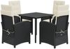 vidaXL 5-tlg. Garten-Essgruppe mit Kissen Schwarz Poly Rattan 3212301 Bild 2