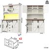 MODFU Hochschrank Küchenschränke mit LED-Beleuchtung (praktischer Stauraum mit verstellbaren Regalen, elegantes Weiß/schwarz mit X-Design, 1-St, 115 × 40 × 174,7 cm) mit Schiebetüren Bild 4