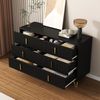 Sideboard 120x77x40 cm mit 6 Schubladen – modernes Design in Schwarz und Gold Bild 5