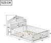 Hausbett Mit Kreidetafel 140x200 Massivholz Kiefer Bodenbett Mit Tür Regalen Stauraum 150kg Tragkraft Kinderzimmer Montessori Spielbett Bild 3