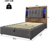 Merax Polsterbett, Mit USB Typ-C Ladefunktion, Flip-Top-Aufbewahrungsfach, Multifunktionale Aufbewahrung, LED-Beleuchtung, Drucktaste/Appbedienung, Leinen Grau, 90x200 cm Bild 4