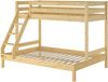 Doppel-Etagenbett 140x200 und 90x200 Erwachsenen-Stockbett Kiefer Massivholz natur V-60.18-09-14Rollrost inkl. Bild 2