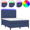 vidaXL Boxspringbett mit Matratze & LED Blau 140x190 cm Stoff, Härtegrad: H2 [3134875] Bild 2