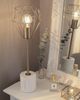 'Mooni' Tischlampe Gold Metall 53 cm Glühbirnen-Optik Schirm Diamantform Lampenfuß Marmoroptik Kabel mit Schalter Modernes Design Bild 3