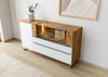 Sideboard Wildeiche 160x43x87 natur geölt / Glas weiß WIEN #120 Bild 3