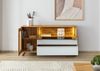 Sideboard Wildeiche 160x43x87 natur geölt / Glas weiß WIEN #120 Bild 5