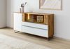 Sideboard Wildeiche 160x43x87 natur geölt / Glas weiß WIEN #120 Bild 4