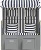 vidaXL Strandkorb mit Kissen Poly Rattan und Massivholz Blau & Weiß 318660 Bild 5