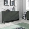 Dmora Kommode Adana, Küchen-Sideboard mit 1 Tür und 3 Schubladen, Wohnzimmer-Buffet, 100 % Made in Italy, 110 x 40 x 47 cm, glänzendes Anthrazit, Bild 2