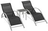 Outsunny Gartenliege Gartentischset Metall Mesh Silber 2 x Sessel 1 x Tisch, Liege, 3 St, Gartenliege, Dauerhaft und Atmungsaktiv Bild 2