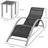 Outsunny Gartenliege Gartentischset Metall Mesh Silber 2 x Sessel 1 x Tisch, Liege, 3 St, Gartenliege, Dauerhaft und Atmungsaktiv Bild 3