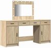 vidaXL Schminktisch mit Spiegelbeleuchtung 3 pcs Braun Holzwerkstoff 3334247 Bild 2