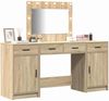 vidaXL Schminktisch mit Spiegelbeleuchtung 3 pcs Braun Holzwerkstoff 3334247 Bild 3