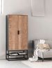 Vitrine Cosmo aus recyceltem Teakholz, Industrial Design, natur schwarz, Metallgestell Bild 5