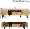 TV-Schrank 170 x 40 x 50,5 cm in Holzoptik und Schwarz mit 2 Türen, 1 Schublade und offenem Fach Bild 5