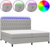Boxspringbett mit Matratze & LED Stoff Hellgrau 200x200 cm, Härtegrad: H2 [3135141] Bild 2