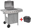 vidaXL Gasgrill, 4+1 Flammen, Stahl Silbern, 104 x 55,4 x 97,7 cm Bild 4