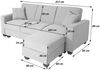 Sofa HWC-H47 mit Ottomane, Couch Sofa Gästebett, Schlaffunktion Stauraum 217x145cm ~ Samt schwarz Bild 3