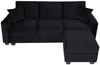 Sofa HWC-H47 mit Ottomane, Couch Sofa Gästebett, Schlaffunktion Stauraum 217x145cm ~ Samt schwarz Bild 4