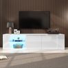 TV-Schrank 180 x 40 x 45 cm mit 3 Türen und LED – Lowboard in Weiß mit Hochglanz-Front Bild 5