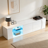 TV-Schrank 180 x 40 x 45 cm mit 3 Türen und LED – Lowboard in Weiß mit Hochglanz-Front Bild 2