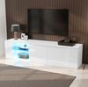 TV-Schrank 180 x 40 x 45 cm mit 3 Türen und LED – Lowboard in Weiß mit Hochglanz-Front Bild 3