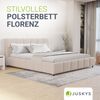 Juskys Polsterbett Florenz 180 x 200 cm mit Matratze – Bouclé, modernes Bett mit Kopf- & Fußteil, stabilem Holz- & Metallrahmen, Lattenrost, 500 kg Tragkraft – Beige Bild 2
