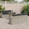 vidaXL Garten-Sofa-Set mit Kissen 7 pcs Hellgrau Poly-Rattan 3348928 Bild 3