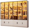 MODFU Vitrine Regal 240x200x32 cm mit 12 Türen, aus MDF & Glas, mit LED-Beleuchtung (Packung, 2-St, Stauraum mit integrierter Kippsicherung) Schlanke 200cm Vitrine, Elegante Präsentation für Sammlerstücke Bild 4
