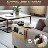 eluno Sofatablett mit Korkablage und seitlichen Fächern, faltbare Ablage für Snacks, Handy uvm, Bambus Bild 3