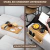 eluno Sofatablett mit Korkablage und seitlichen Fächern, faltbare Ablage für Snacks, Handy uvm, Bambus Bild 4