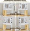 HOMALL Schminktisch mit Spiegel, LED-Beleuchtung, einstellbare Helligkeit, ostern (Länge × Breite × Höhe) 90/110 × 40 × 135 cm, 8 offene Fächer (2 seitliche Fächer sind nach links und rechts verschiebbar), 2 große Schubladen – Ostergeschenk) Bild 4