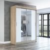 Schwebetürenschrank NEO 2-türig Schrank 180 cm (mit Spiegel) Farbe: Sonoma , weiß Bild 2