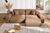 Ecksofa Schlaffunktion ausziehbar Bettkasten Polsterecke L-Couch Cord Hellbraun Bild 2
