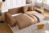 Ecksofa Schlaffunktion ausziehbar Bettkasten Polsterecke L-Couch Cord Hellbraun Bild 4