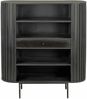 Bücherregal Massivholz Mango 105x122 cm Lamellen Design Schwarz - Offenes Standregal mit Schublade - Stauraumregal Metallbeine - Wohnregal Wohnzimmer - Kleiner Schrank Regal Handmade Bild 1