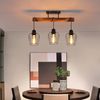 ZMH Deckenleuchte 3 Spots Metall und schwarzes Holz E27 Vintage Wohnzimmerlampe aus geflammtem Holz im Industriedesign mit verstellbarer Höhe ohne Leuchtmittel Bild 3