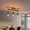 ZMH Deckenleuchte 3 Spots Metall und schwarzes Holz E27 Vintage Wohnzimmerlampe aus geflammtem Holz im Industriedesign mit verstellbarer Höhe ohne Leuchtmittel Bild 2
