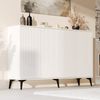Sideboard Weiß 160x35x100 cm mit Türen und Regalen, moderner Aufbewahrungsschrank mit geprägten Türpaneelen Bild 3