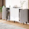 Sideboard Weiß 160x35x100 cm mit Türen und Regalen, moderner Aufbewahrungsschrank mit geprägten Türpaneelen Bild 4